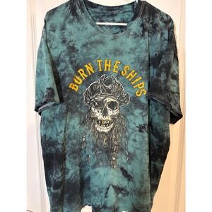 Relentless Betrayal Tie Dye Pirate Skull Graphic T-Shirt Mens 2XL